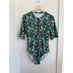 RIGHR Women's Zip Front Half Sleeve One Piece Swimsuit | Size XXL